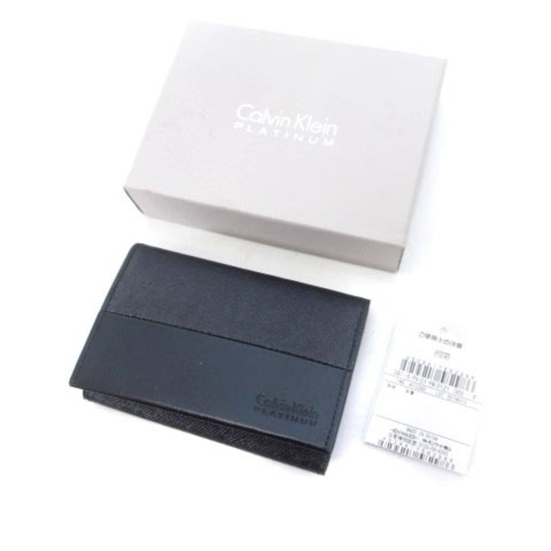 Calvin Klein(カルバンクライン)のカルバンクライン 二つ折り カードケース 名称入れ レザー ロゴ ブラック 黒 メンズのファッション小物(名刺入れ/定期入れ)の商品写真
