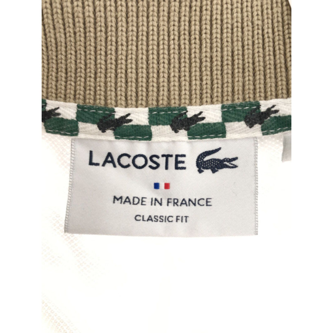 LACOSTE(ラコステ)のLACOSTE ラコステ カラー切替 刺繍ポロシャツ ホワイト×ベージュ系 L メンズのトップス(ポロシャツ)の商品写真