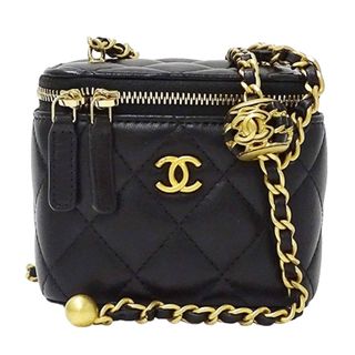 中美品 CHANEL シャネル チョコバー チェーンショルダーバッグ 肩掛け バッグ ココマーク ブラック パテントレザー レディース ファッション 卒業式 USED