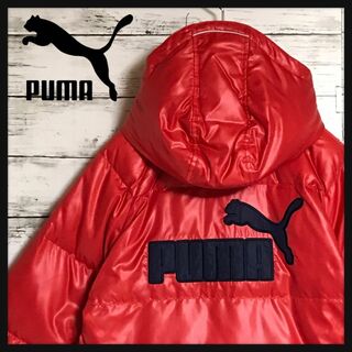 プーマ(PUMA)の【あったか素材】プーマ　バックロゴダウンジャケット　赤　ロング丈　H612(ジャケット/上着)