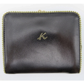 キタムラ(Kitamura)のK02-14 Kitamura キタムラ Kロゴ レザー がま口 Wホック 財布 ブラック(財布)