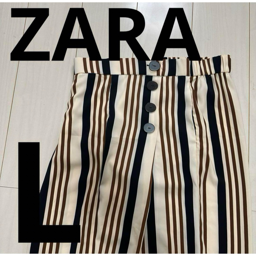 ZARA(ザラ)のZARA  ワイドパンツ　ストライプ柄　おしゃれ　 L レディースのパンツ(その他)の商品写真