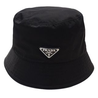 プラダ(PRADA)のプラダ PRADA ハット レディース メンズ ブランド 帽子 ナイロン Re-Nylon バケットハット ブラック 1HC137 Mサイズ 三角プレート【中古】(ハット)