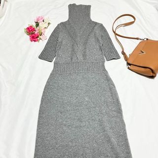 MaxMara STUDIO ウールカシミヤ　ケーブルニットワンピース