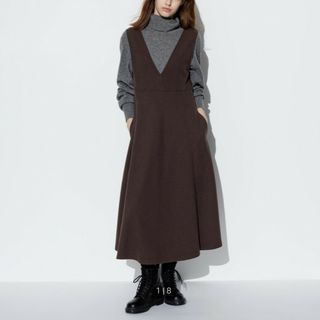 ユニクロ(UNIQLO)のUNIQLO　ブラッシュドジャージージャンパースカート(ロングワンピース/マキシワンピース)