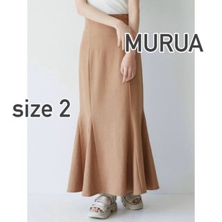 ムルーア(MURUA)のMURUA リネンライクマーメイドスカート ブラウン M(ロングスカート)