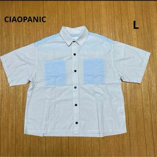 チャオパニック(Ciaopanic)のCIAOPANIC 半袖シャツ　L ホワイト系×水色(シャツ)