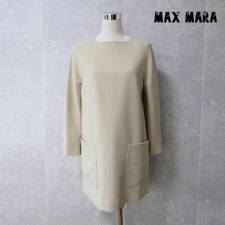 マックスマーラ(Max Mara)の美品 Max Mara ミニ丈 クルーネック 長袖 ワンピース チュニック(ミニワンピース)