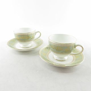 ウェッジウッド(WEDGWOOD)の美品 WEDGWOOD ウェッジウッド コロンビア セージグリーン カップ＆ソーサー 2客 ペア ティー コーヒー SM1664F (グラス/カップ)