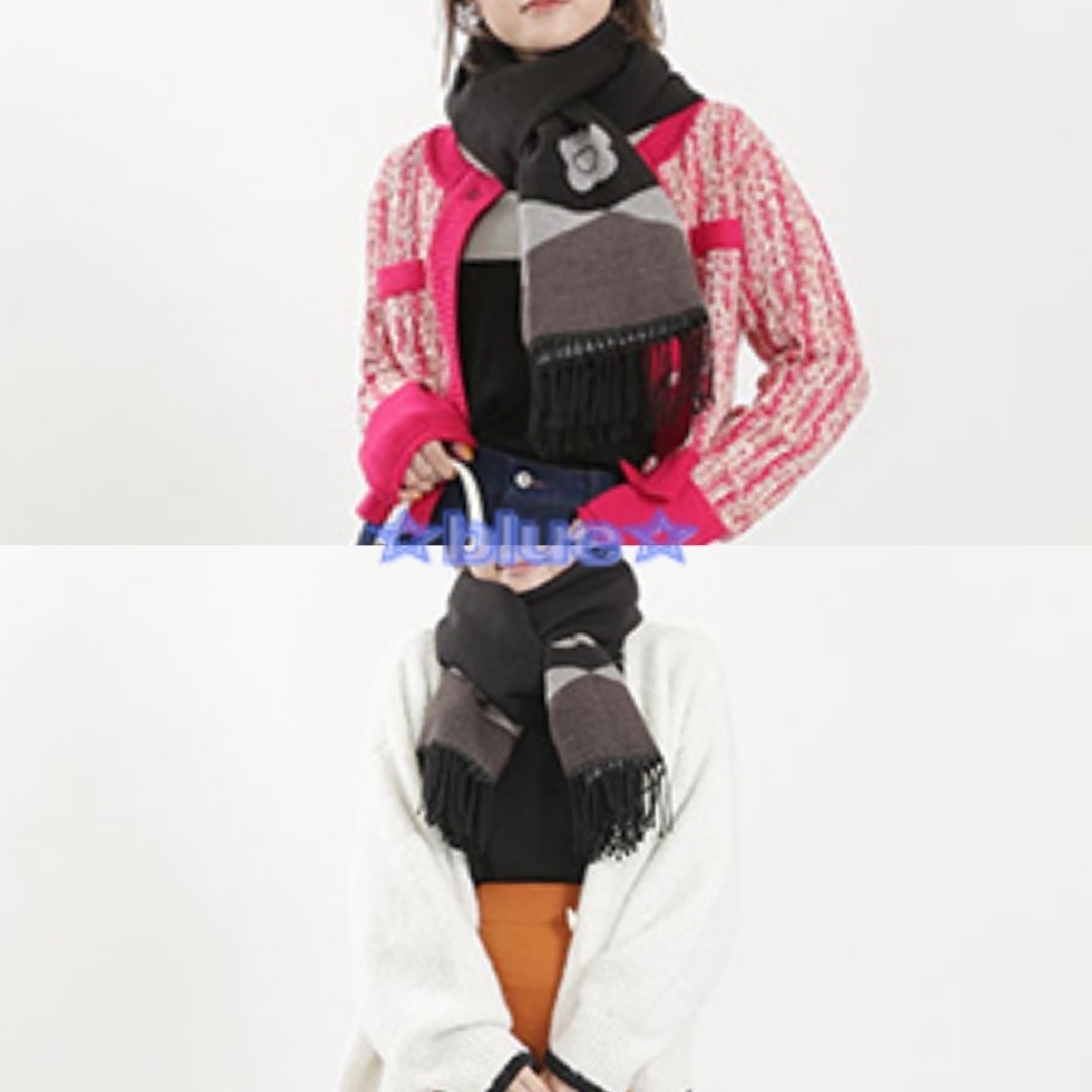 MARY QUANT(マリークワント)のマリークワント ストール 黒 マフラー レディースのファッション小物(ストール/パシュミナ)の商品写真