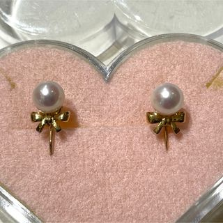 ミキモト(MIKIMOTO)のMIKIMOTO♦︎ミキモト K18リボンパールイヤリング ゴールド(イヤリング)