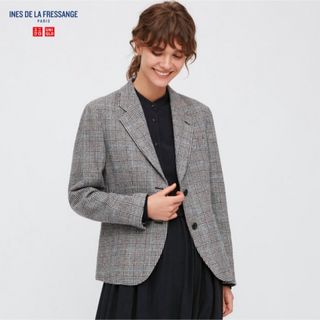 ユニクロ(UNIQLO)のユニクロ イネス ツイードジャケット ブルー Sサイズ(テーラードジャケット)