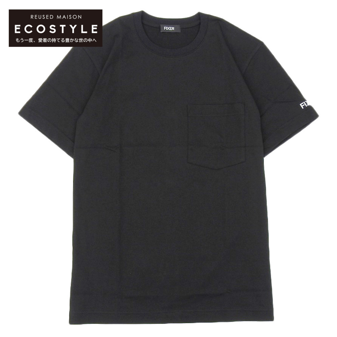 195付属品―フィクサー 美品 FIXER フィクサー コットン100% 2 Print 胸ポケット 半袖 Tシャツ トップス メンズ ブラック XS XS
