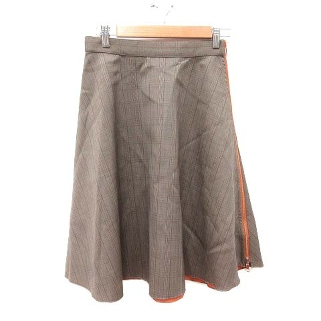 Swingle(スウィングル)のスウィングル フレアスカート ひざ丈 チェック ジッパー M ベージュ /CT レディースのスカート(ひざ丈スカート)の商品写真
