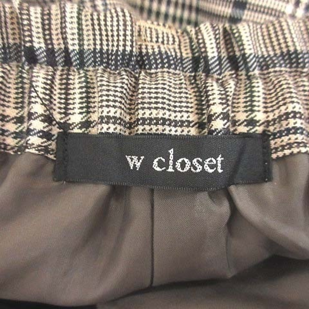 w closet(ダブルクローゼット)のダブルクローゼット ワイドパンツ タック ロング グレンチェック F ベージュ レディースのパンツ(その他)の商品写真