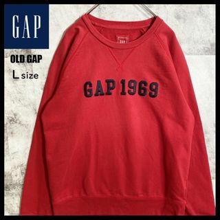 ギャップ(GAP)のオールドギャップ OLD GAP 刺繡ロゴ スウェット 90s 古着 L レッド(スウェット)