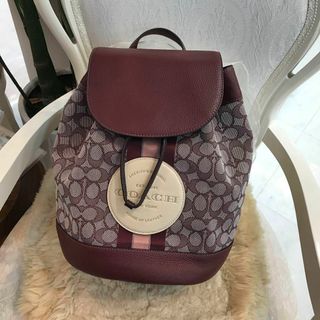 コーチ(COACH)の★美品★COACH　シグネチャー　ジャガード　バックパック　レインボー(リュック/バックパック)