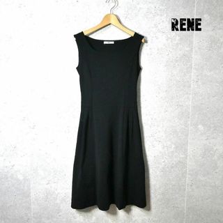 ガエルネ(GAERNE)の美品 Rene ラウンドネック 膝丈 ノースリーブ ニット フレアワンピース(ひざ丈ワンピース)