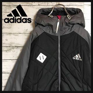 アディダス(adidas)の【美品】アディダス　ロゴ入りキルティングジャケット　バイカラー　K884(ブルゾン)