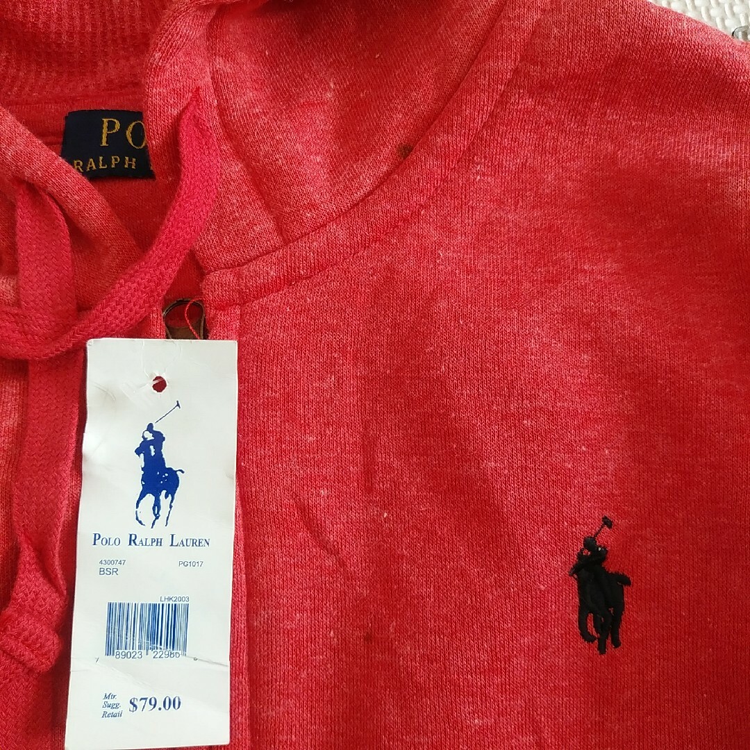 POLO RALPH LAUREN(ポロラルフローレン)の新品・未使用ポロ　パーカー　ジップアップパーカー赤系　刺繍　140㎝相当 キッズ/ベビー/マタニティのキッズ服女の子用(90cm~)(ジャケット/上着)の商品写真