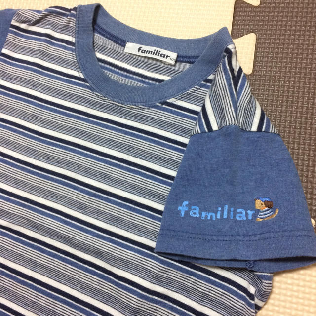 familiar(ファミリア)の美品 familiar 半袖ボーダーTシャツ 100cm☆ロゴ入 キッズ/ベビー/マタニティのキッズ服男の子用(90cm~)(Tシャツ/カットソー)の商品写真