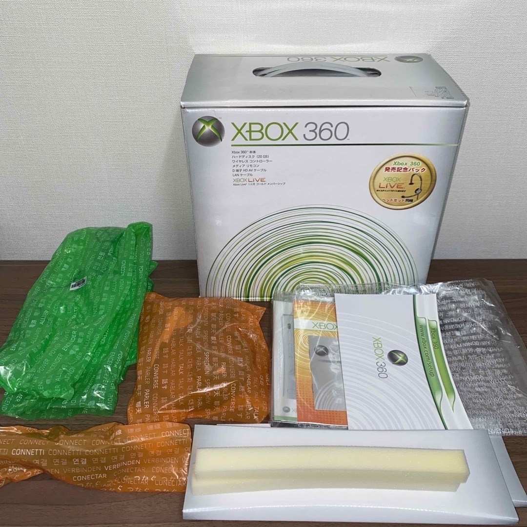 Xbox360(エックスボックス360)の箱、説明書のみ　XBOX360 ヘッドセット、LANケーブル　B4J-00005 エンタメ/ホビーのゲームソフト/ゲーム機本体(家庭用ゲーム機本体)の商品写真