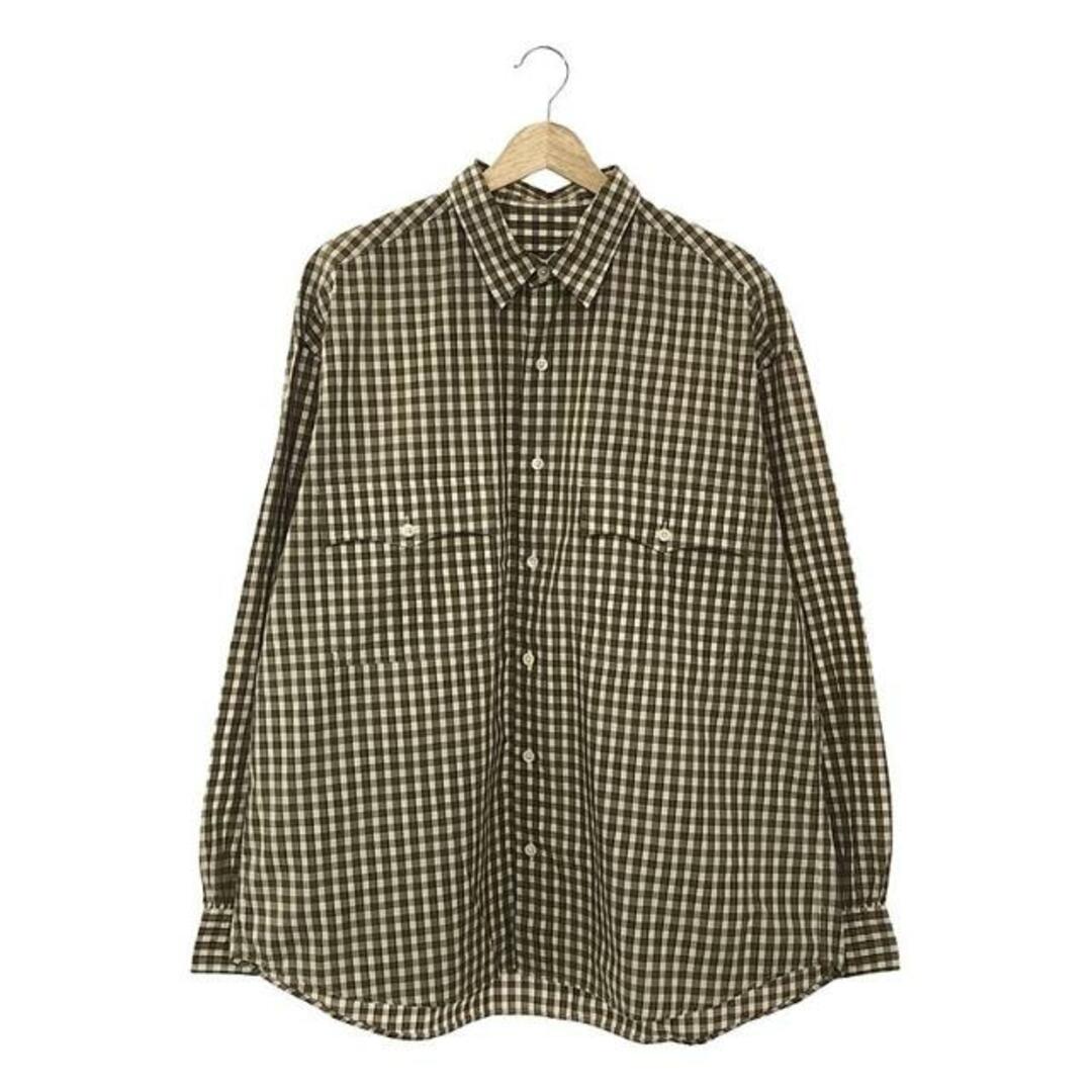 トップス【美品】  PORTER CLASSIC / ポータークラシック | ROLL UP SHIRT / コットン ロールアップ シャツ | L | カーキ/ホワイト | メンズ