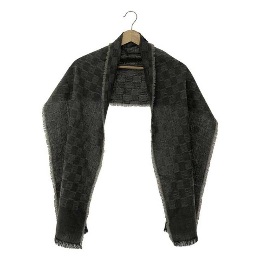 FENDI(フェンディ)の【美品】  FENDI / フェンディ | ズッカ柄 ブロックチェック ジャガード フリンジストール | グレー レディースのファッション小物(ストール/パシュミナ)の商品写真