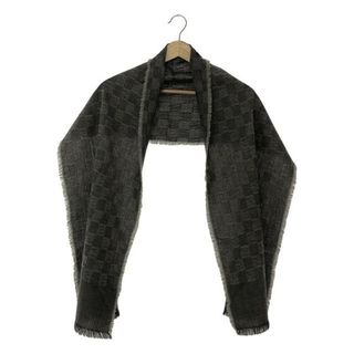 フェンディ(FENDI)の【美品】  FENDI / フェンディ | ズッカ柄 ブロックチェック ジャガード フリンジストール | グレー(ストール/パシュミナ)