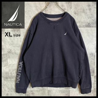 ノーティカ(NAUTICA)のノーティカ NAUTICA 刺繍 アームロゴ スウェット 90s 古着 XL 紺(スウェット)