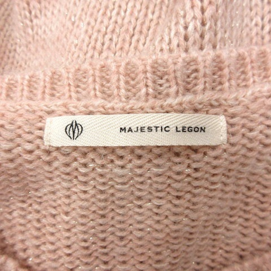 MAJESTIC LEGON(マジェスティックレゴン)のマジェスティックレゴン ニットセーター ボートネック ケーブル 長袖 ピンク レディースのトップス(ニット/セーター)の商品写真