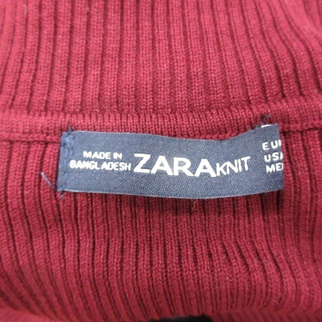 ZARA(ザラ)のザラ ニットセーター タートルネック リブ 長袖 M ボルドー 赤 レッド レディースのトップス(ニット/セーター)の商品写真