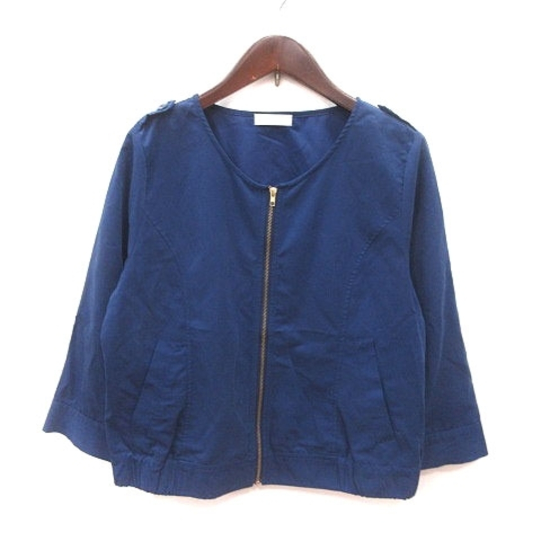 INDEX(インデックス)のインデックス ノーカラージャケット ジップアップ 七分袖 M 青 ブルー レディースのジャケット/アウター(その他)の商品写真