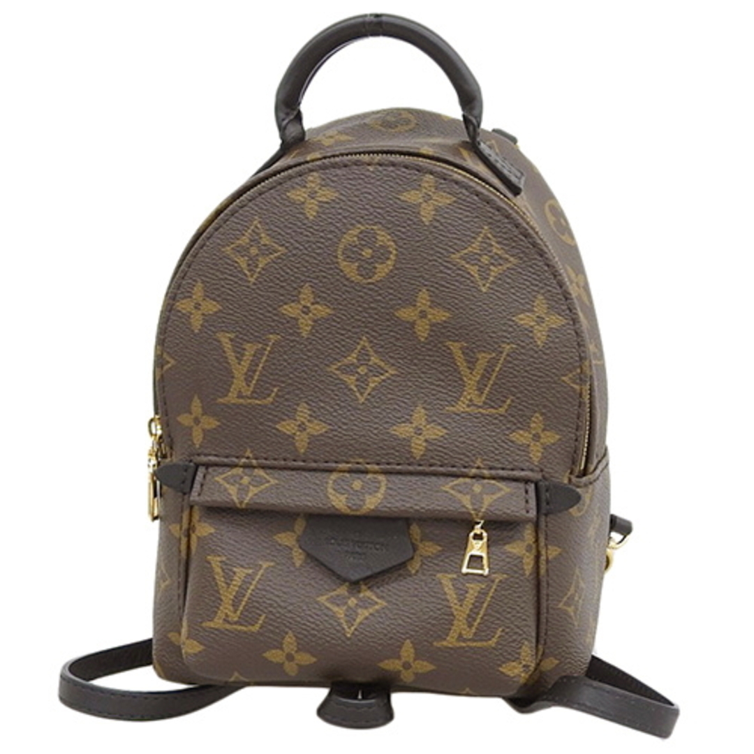 約11cmハンドル高さLOUIS VUITTON(ルイ・ヴィトン) モノグラム パームスプリングス バックパック MINI リュック・バックパック リュックサック 肩掛けかばん モノグラムキャンバス ブラウン茶 ブラック黒 ゴールド金具 N92800 レディース 40802079231【アラモード】