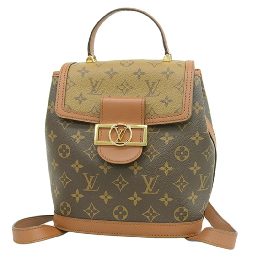 約20cmハンドル高さLOUIS VUITTON(ルイ・ヴィトン) モノグラム ドーフィーヌ バックパック リュック・バックパック リュックサック 肩掛けかばん モノグラムキャンバス モノグラムリバース ブラウン茶 ゴールド金具 M45142 レディース 40803000945【アラモード】