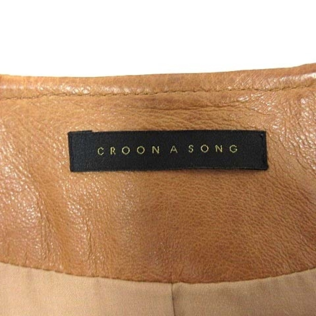 CROON A SONG(クルーンアソング)のCROON A SONG レザージャケット 豚革 ジップアップ 総裏地 38 茶 レディースのジャケット/アウター(その他)の商品写真