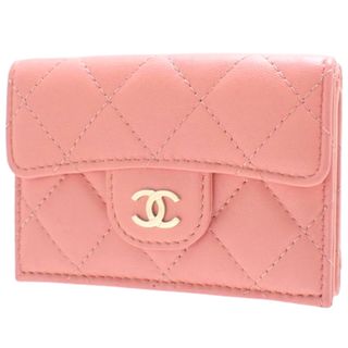 シャネル(CHANEL)のCHANEL(シャネル) マトラッセ ココマーク 三つ折り財布 コンパクト財布 3つ折り ミニウォレット 両面財布 Wホック 小物 ラムスキン ピンク桃 シャンパンゴールド金具 レディース 40802083269【中古】【アラモード】(財布)