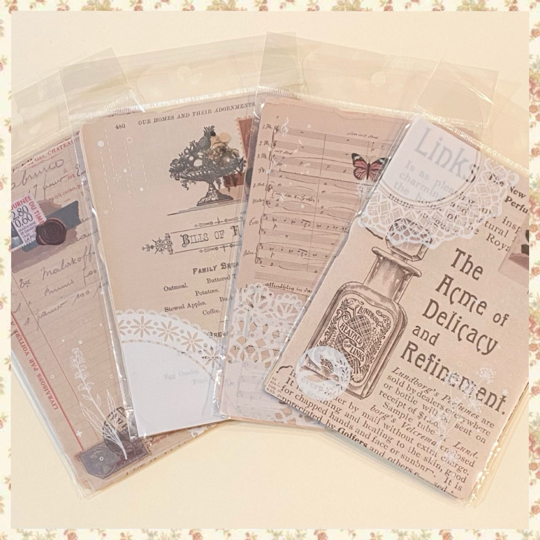 4種セット♡コラージュペーパー紙素材♡レトロ　ヴィンテージ     ハンドメイドの素材/材料(その他)の商品写真