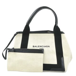 バレンシアガ(Balenciaga)のバレンシアガ BALENCIAGA ハンドバッグ トートバッグ ネイビーカバス S キャンバス/レザー アイボリー/ブラック レディース 送料無料【中古】 e57974g(ハンドバッグ)