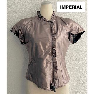 イタリア IMPERIAL レザーフリルジャケット（ブロンズ）(ライダースジャケット)