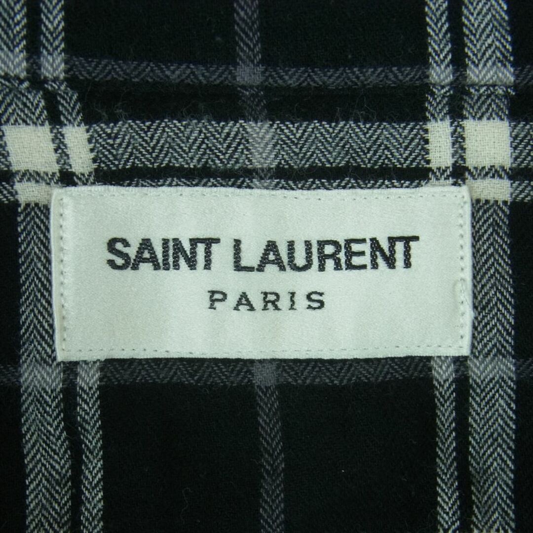 Saint Laurent(サンローラン)のSAINT LAURENT サンローラン 411620 Y018P Raw Hem Flannel Shirt ローヘム フランネル チェック シワ加工 カットオフ シャツ 長袖 ブラック系 グレー系 ホワイト系 38 15【中古】 メンズのトップス(シャツ)の商品写真