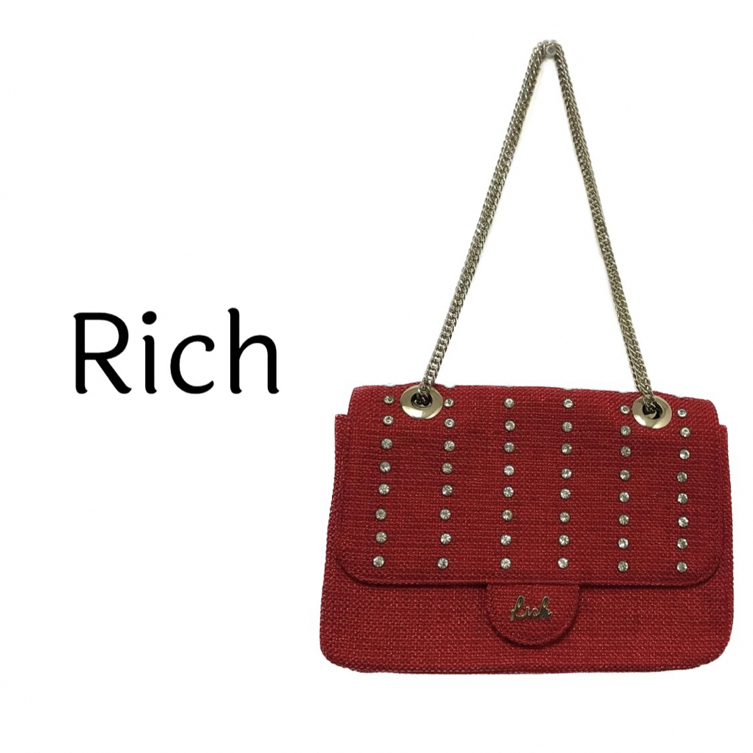 rich(リッチ)のRich リッチ【美品】ラインストーン チェーン 肩掛け ハンド バッグ レディースのバッグ(ハンドバッグ)の商品写真