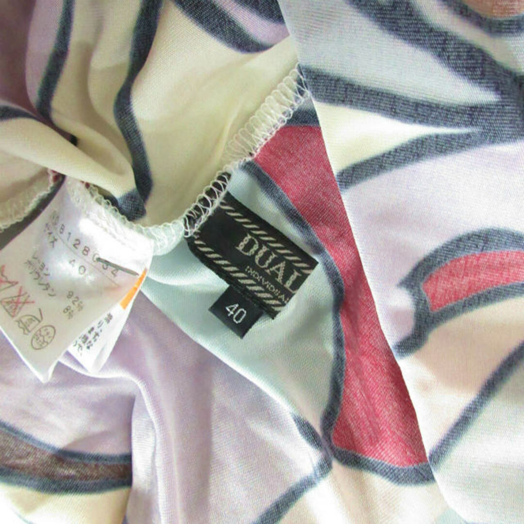 デュアルヴュー カットソー チュニック 七分袖 マルチカラー 約L IBO47 レディースのトップス(カットソー(半袖/袖なし))の商品写真