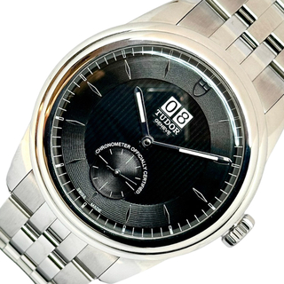 チュードル(Tudor)の　チューダー/チュードル TUDOR グラマーダブルデイト 黒文字盤 57100 ブラック ステンレススチール 自動巻き メンズ 腕時計(腕時計(アナログ))