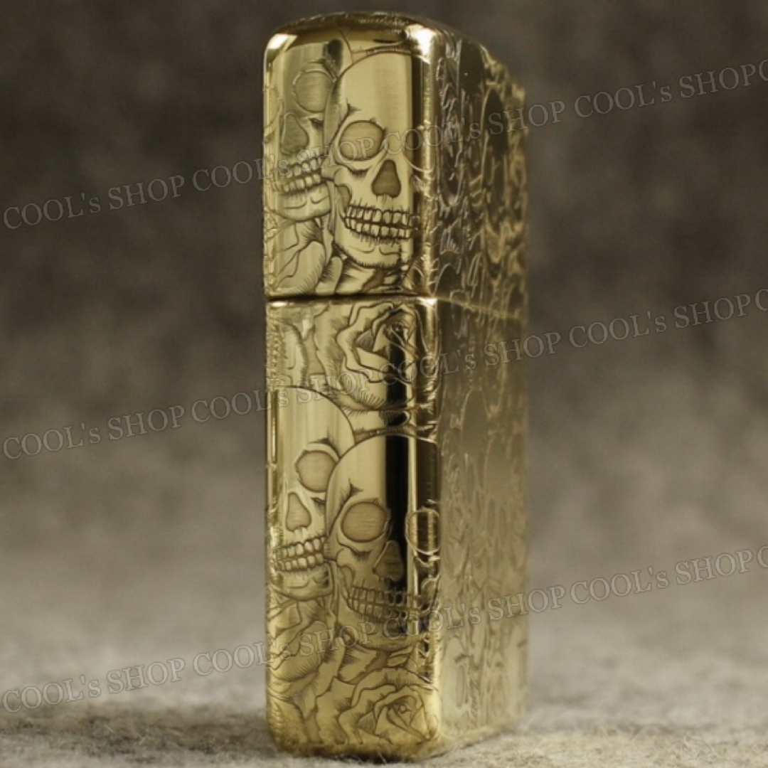 髑髏 薔薇 四面総彫り オイルライター ZORRO ゴールド zippo 金 髑髏 薔薇 四面総彫り オイルライター ZORRO ゴールド zippo 金