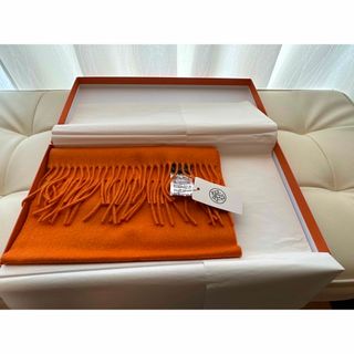 エルメス(Hermes)の【新品未使用☆】HERMES  カシミヤ100％マフラー オレンジ エルメス(マフラー/ショール)