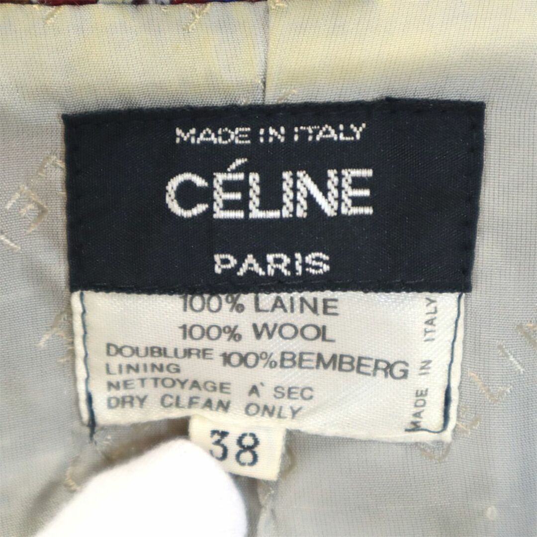 celine(セリーヌ)のセリーヌ イタリア製 チェック柄 テーラードジャケット 38 グレー系 CELINE PARIS レディース 古着 【240131】 レディースのジャケット/アウター(テーラードジャケット)の商品写真