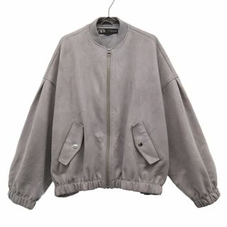 ザラ(ZARA)のザラ フェイクスウェードジップアップ ブルゾン M グレー×ブラック ZARA レディース 古着 【240131】(ブルゾン)