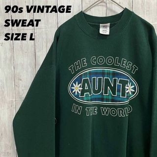 フルーツオブザルーム(FRUIT OF THE LOOM)の90sヴィンテージ古着　オーバーサイズプリントスエットトレーナー　サイズL 緑(スウェット)