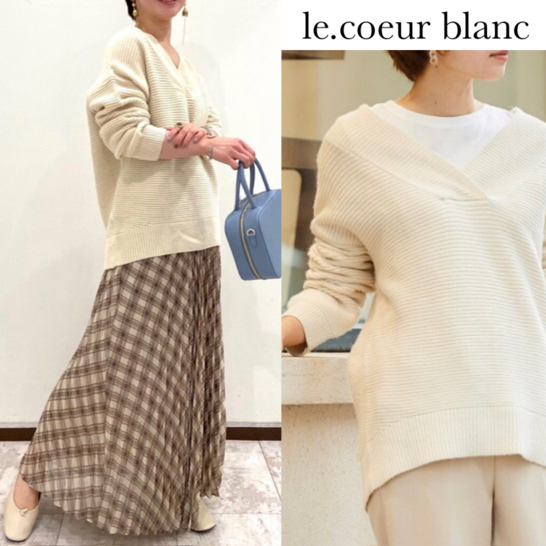 le.coeur blanc(ルクールブラン)のルクールブラン ガーター編み Ｖネック ニット プルオーバー レディースのトップス(ニット/セーター)の商品写真